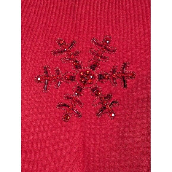 Quacker Factory Sweater Size 3X Silk Knit Beaded Christmas Grandma Snowflake - Picture 9 of 9